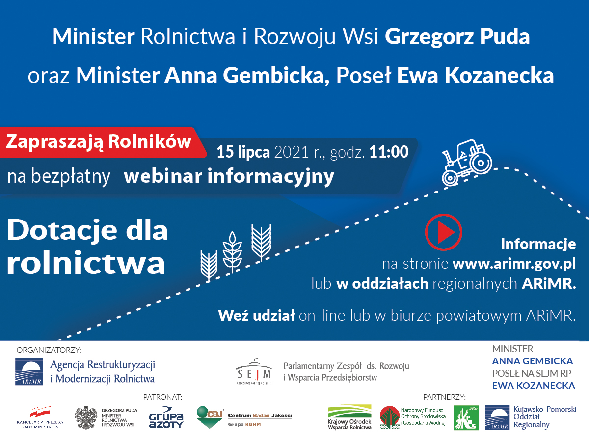 Webinar dla Rolnikw 15.07.2021 woj. kujawsko pomorskie