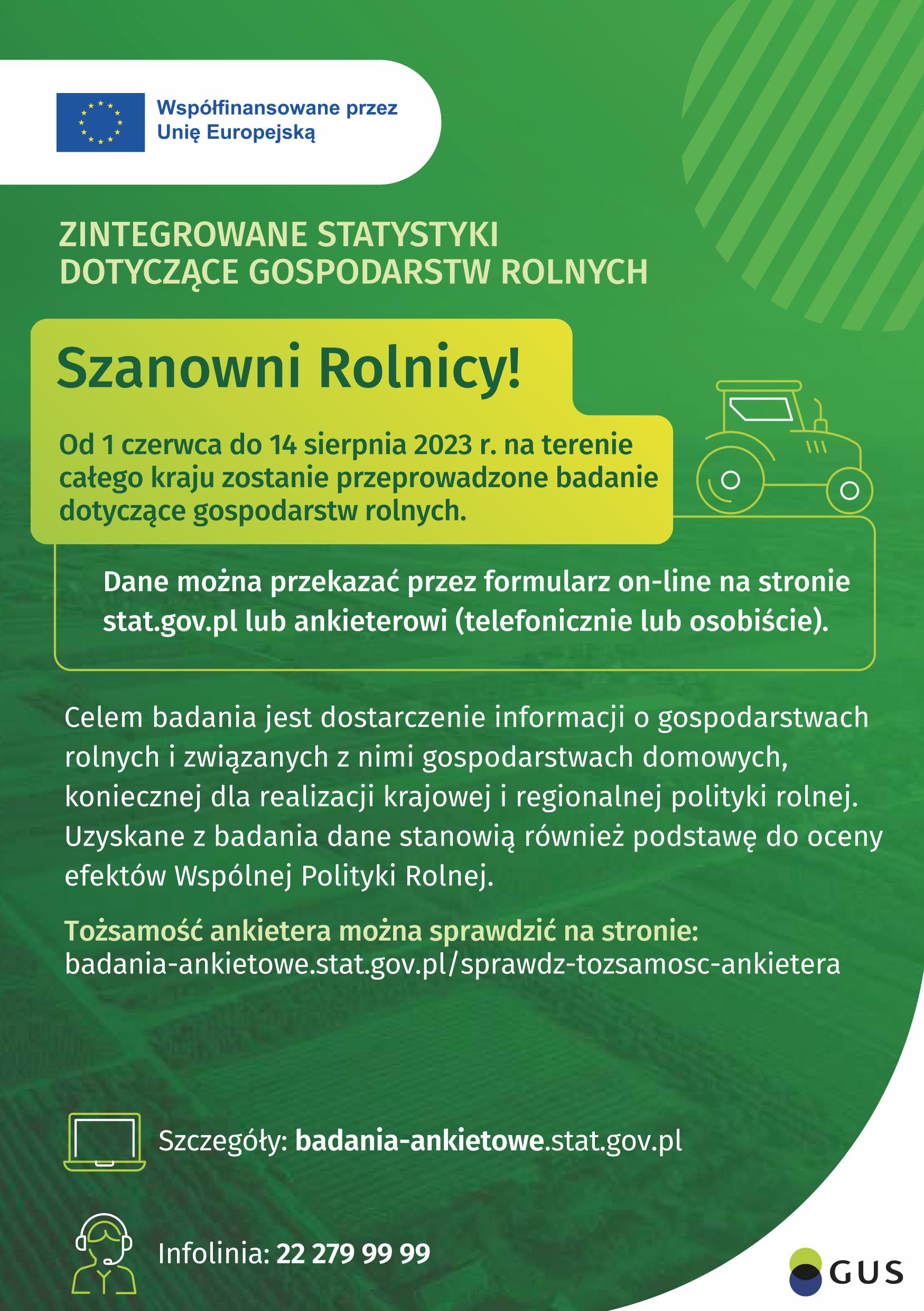 ulotka A5 ZINTEGROWANE STATYSTYKI DOTYCZACE GOSPODARSTW ROLNYCH